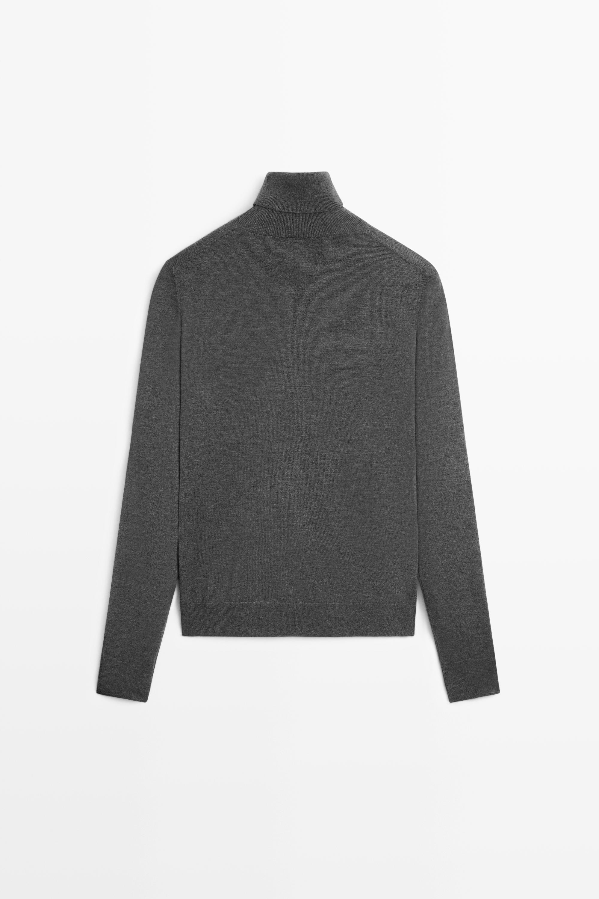 Wool-blend turtleneck knit sweater
